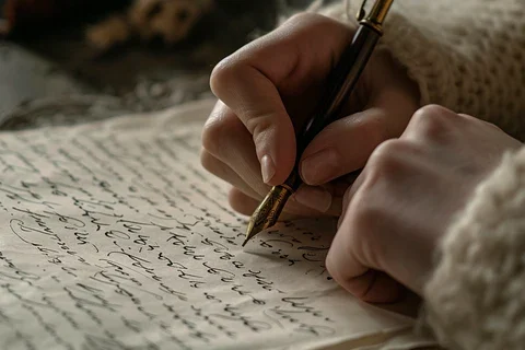 person writing affirmation to future self